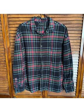 PacSun Men's Casual Button Up Plaid Flannel Shirt - Size Medium Boxy Fit